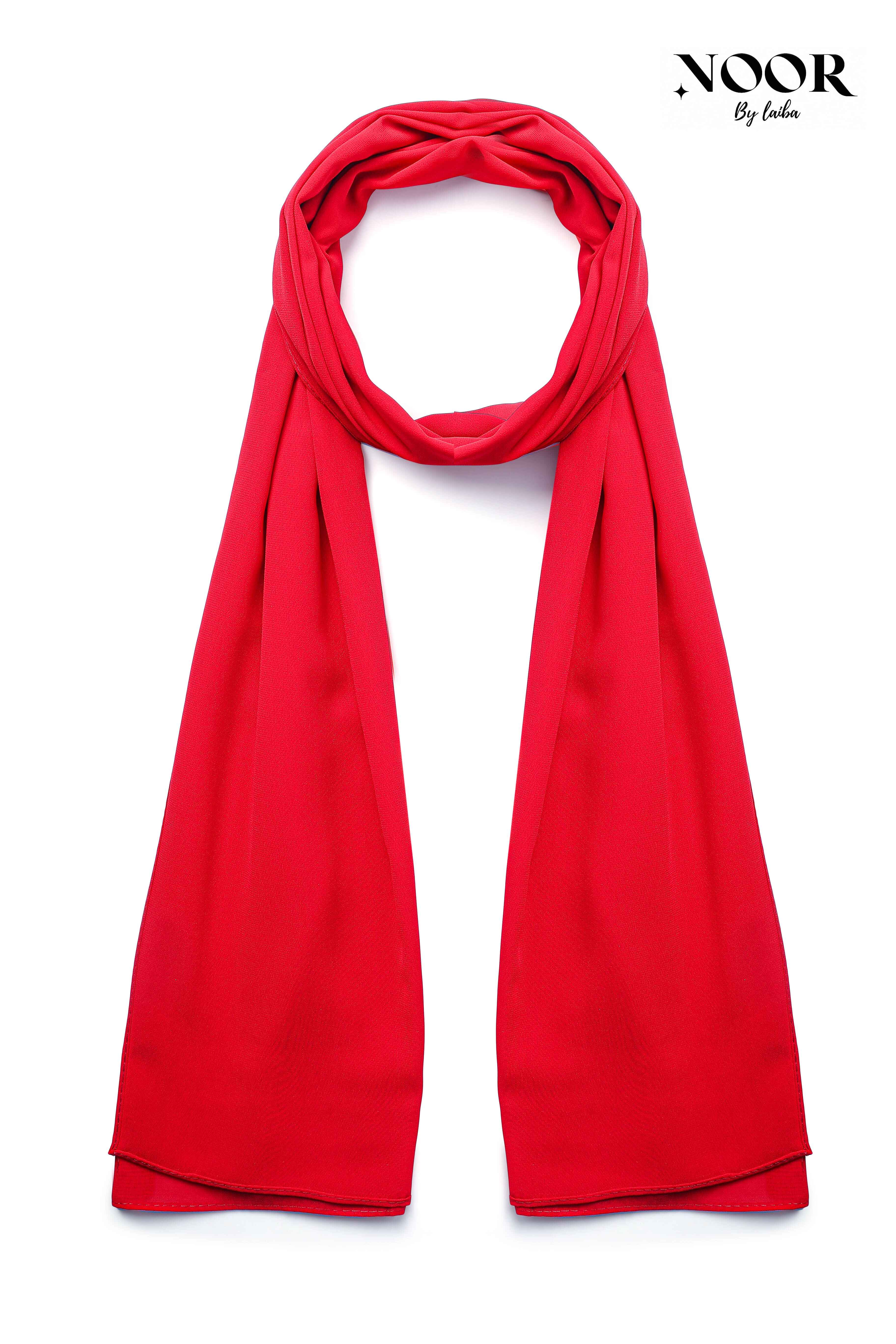 Manufacturer, Exporter, Importer, Supplier, Wholesaler, Retailer, Trader of Pillar Box Red Chiffon Hijab in New Delhi, Delhi, India.